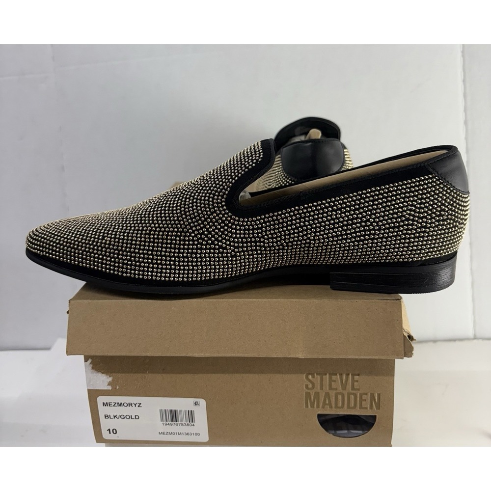 Steve Madden Men's Mezmoryz Slip On Loafers Gold/Black Studded Fashion Size 10M - Picture 2 of 6